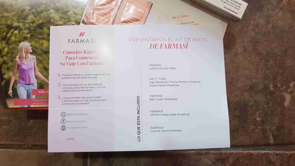 Listado de Productos ó Contenido del Kit de Inicio Farmasi